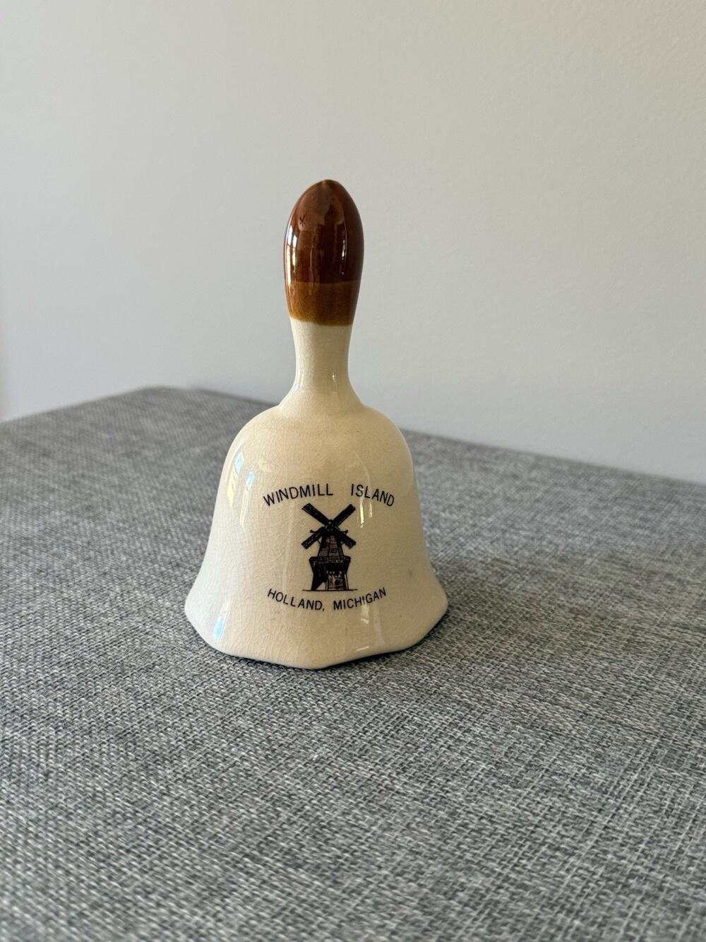 Vintage Windmill Island Holland Michigan Ceramic Souvenir Bell Windmill